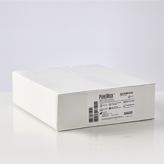 Closed box of 30 PureWick™ Female External Catheters Closed box of 30 PureWick™ Female External Catheters
